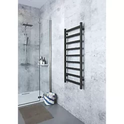 Terma Simple One Electric Towel Rail 1080 x 500mm Black 1346BTU -Towel Radiators shop 141HR A3