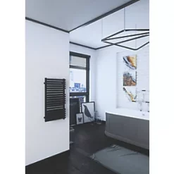 Terma Quadrus Bold One Electric Towel Rail 870 x 450mm Black 2046BTU -Towel Radiators shop 158HR A2