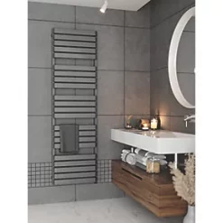 Terma Warp T One Electric Towel Rail 1695 x 500mm Grey 2728BTU -Towel Radiators shop 183RH A2