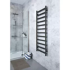 Terma Simple One Electric Towel Rail 1440 x 500mm Black 2046BTU -Towel Radiators shop 207HR A3