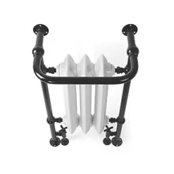 Terma Plain 2-Column Cast Iron Towel Rail 900 x 490mm White / Black 1217BTU -Towel Radiators shop 228RH A2