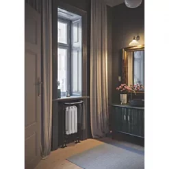 Terma Plain 2-Column Cast Iron Towel Rail 900 x 490mm White / Black 1217BTU -Towel Radiators shop 228RH A3