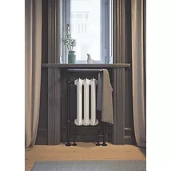 Terma Plain 2-Column Cast Iron Towel Rail 900 x 490mm White / Black 1217BTU -Towel Radiators shop 228RH A4