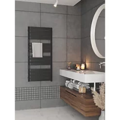 Terma Warp T One Electric Towel Rail 1110 x 500mm Black 2046BTU -Towel Radiators shop 244RH A2
