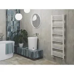 Terma Fiona Towel Rail 1380 x 500mm White 2002BTU -Towel Radiators shop 354RH A2