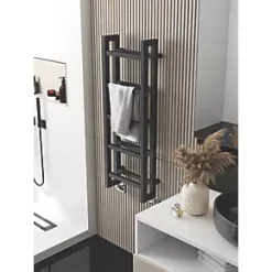 Terma Stand Heated Towel Rail 1150 x 400mm Grey 2097BTU -Towel Radiators shop 356RH A4