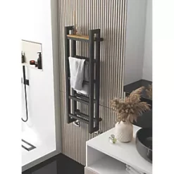 Terma Stand Heated Towel Rail 1150 x 400mm Grey 2097BTU -Towel Radiators shop 356RH A5