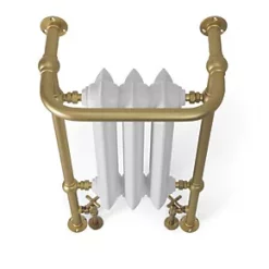 Terma Plain 2-Column Cast Iron Towel Rail 900 x 490mm White / Brass 1217BTU -Towel Radiators shop 357RH A2