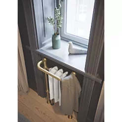 Terma Plain 2-Column Cast Iron Towel Rail 900 x 490mm White / Brass 1217BTU -Towel Radiators shop 357RH A5