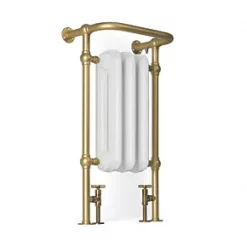 Terma Plain 2-Column Cast Iron Towel Rail 900 x 490mm White / Brass 1217BTU