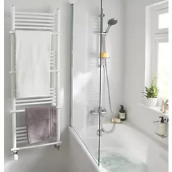 GoodHome Lindley Water Towel Warmer 1500 x 500mm White 2153BTU -Towel Radiators shop 414GX A3