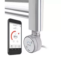 Terma Leo Electric Towel Rail with MOA Blue Element 600 x 400mm Chrome 409BTU -Towel Radiators shop 414RH A5