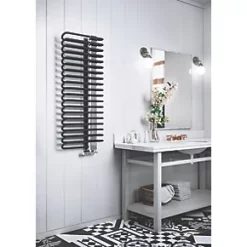 Terma Michelle Designer Towel Rail 1200 x 500mm Black / Chrome 2460BTU -Towel Radiators shop 438HR A4