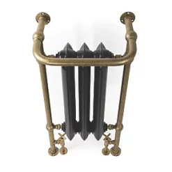 Terma Plain 2-Column Cast Iron Towel Rail 900 x 490mm Black / Brass 1217BTU -Towel Radiators shop 443RH A2