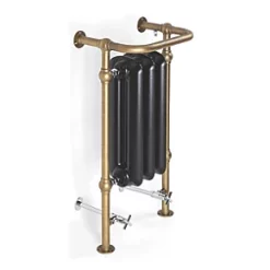 Terma Plain 2-Column Cast Iron Towel Rail 900 x 490mm Black / Brass 1217BTU