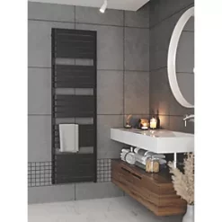 Terma Warp T One Electric Towel Rail 1695 x 500mm Black 2728BTU -Towel Radiators shop 446RH A2
