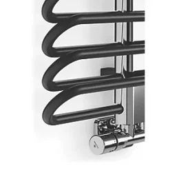 Terma Michelle Designer Towel Rail 780 x 400mm Black / Chrome 1244BTU -Towel Radiators shop 450HR A2