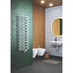 Terma Swale Designer Towel Rail 1244 x 465mm White 1747BTU -Towel Radiators shop 612HR A4