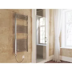 Terma Leo MEG Electric Towel Rail 1200 x 500mm Chrome 1023BTU -Towel Radiators shop 625HR A2