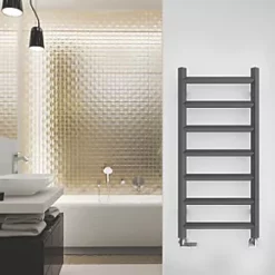 Terma Crystal Designer Towel Warmer 840 x 400mm Grey / Silver 805BTU -Towel Radiators shop 667HR A2