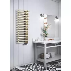 Terma Michelle Designer Towel Rail 1200 x 500mm Cream / Brass 2460BTU -Towel Radiators shop 746HR A4