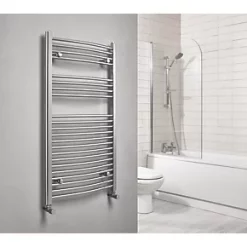 Blyss Curved Towel Radiator 1100 x 600mm Chrome 1303BTU -Towel Radiators shop 7809V A2
