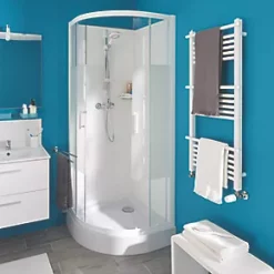 GoodHome Lindley Water Towel Warmer 1100 x 500mm White 1566BTU -Towel Radiators shop 822GX A3