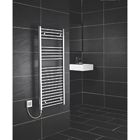 Flomasta Flat Electric Towel Radiator 1100 x 500mm Chrome 853BTU 2 Flomasta Flat Electric Towel Radiator 1100 x 500mm Chrome 853BTU - Image 2