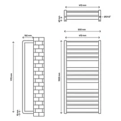 GoodHome Jade Vertical Water Towel Warmer 1000 x 500mm White 1863BTU 7 GoodHome Jade Vertical Water Towel Warmer 1000 x 500mm White 1863BTU -Towel Radiators shop 910HG A3