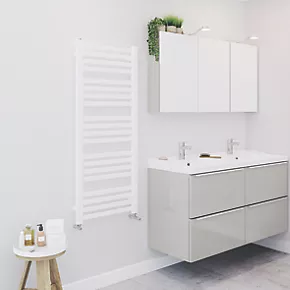 Blyss Angled Bar Towel Radiator 1200 x 500mm White 1777BTU 2 Blyss Angled Bar Towel Radiator 1200 x 500mm White 1777BTU - Image 2
